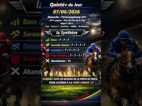 Vincennes,Pronostic Quinté+ ParisLongchamp (R1) 7 Juin Synthèse stratégique du jour